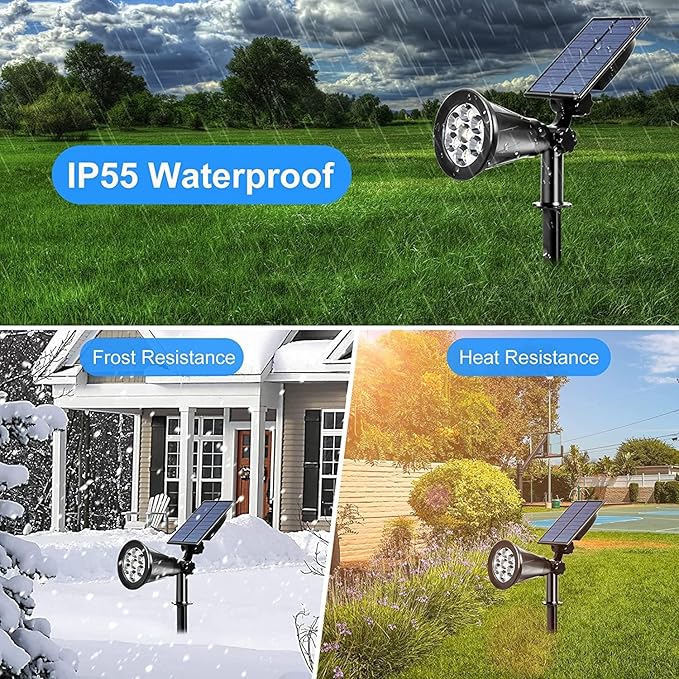 Solar Landscape Lights 7 LED Solar Spotlights 2 in 1 Security Light Solar Lights Outdoor Waterproof for TreePatioYard (White)