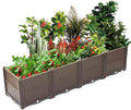 Raised Garden Beds Outdoor for Gardening 63 Rectangular Plastic Raised Planter Garden Box for Fruit Vegetables Herbs Flowers Growing Bed for Lawn Patio Balcony Brown