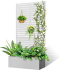 71x35x16 Metal Planter Box with Trellis Raised Garden Bed with Trellis Planter Box &amp Privacy Screen for Climbing Plants Vegetable Vines(White Louvered)