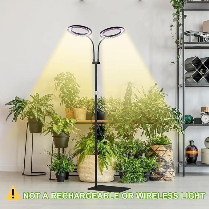 yadoker Desk Plant Grow Light for Indoor Plant Dual-Head LED Grow LightHeight AdjustableAutomatic Timer with 8/12/16 Hours10-Level BrightnessIdeal for Large Plant Grow