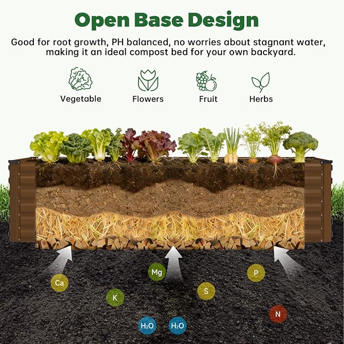 8x4x2 ft Outdoor Raised Garden Bed Large Metal Planter Raised Beds Planters for Outdoor Plants for Vegetables Flowers Herbs Fruits and Succulents.(2 Pcs)