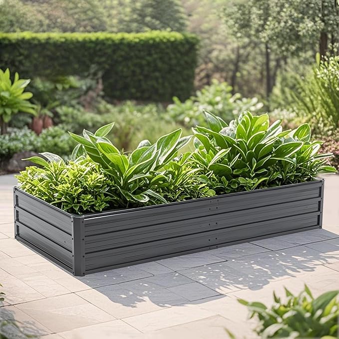 6x3 FT Extra Large Raised Garden Bed Professional Steel Planter Box for Vegetables &amp Crops - Reinforced Galvanized Metal Raised Beds Rustproof for In-Ground or Patio Growing