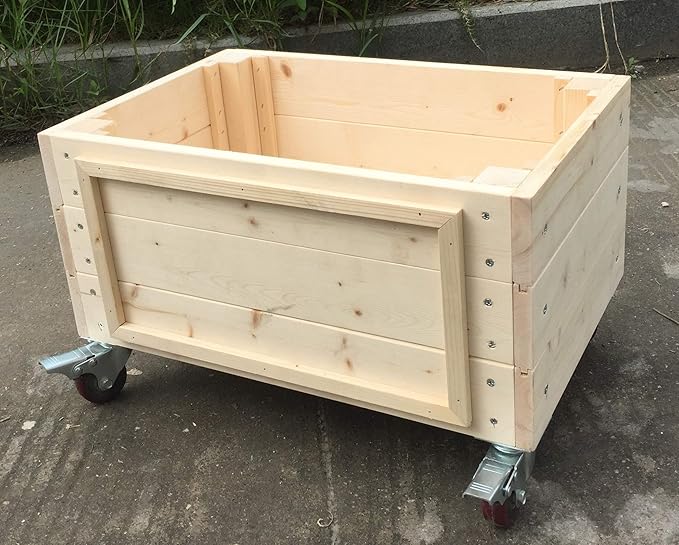 SENY Seny Raised Garden Beds for Vegetables 100 Wood Planter Boxes with Wheels Outdoor Flower Bed Kit Natural 24 Inch (L) x 14 Inch (W) x 14 Inch (H)