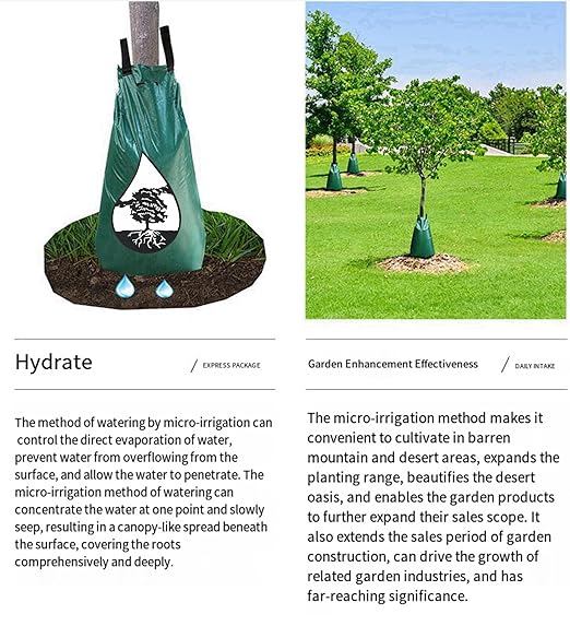Tree Watering Bags Slow Release 3 Pack 20 Gallon - Water Bags for Trees with One-Way Zipper Wide Fill Opening &amp Handles - PVC Drip Irrigation Bag for Newly Planted &amp Established