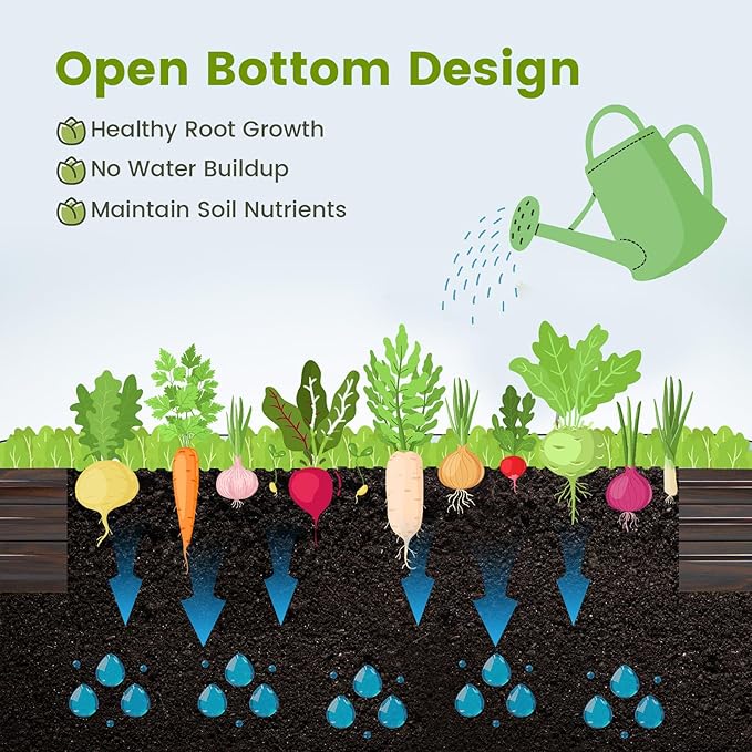 Giantex 8x4x1ft Metal Raised Garden Bed Planter Box with Protective Edges Gloves Outdoor Raised Bed for Vegetables Flowers Fruit Herb Plant Garden Container for Lawn Backyard Patio