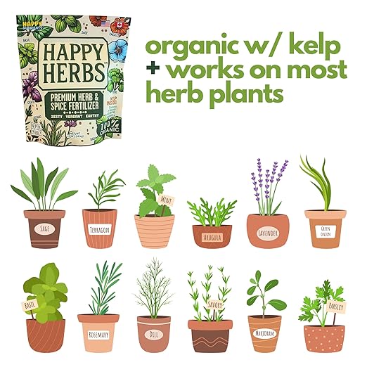 Fertilizer for Herbs Happy Herb Organic Fertilizer by Happy Nutrients – Plant Food for Basil Mint Cilantro Rosemary Thyme &amp More – Macro &amp Micro Nutrients for Home Gardens – 12 oz (0.34 kg