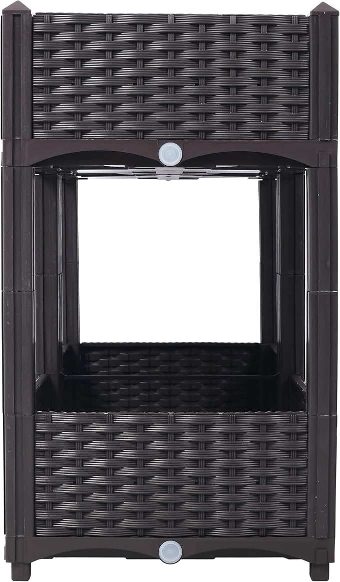 Planter Raised BedsElevated Planter Garden Box with Drainage Plug Raised Garden Beds for VegetableFlowerHerb Outdoor Standing Planter BedsGardening Kit (31.5x15.7x27.7)