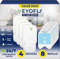 VEYOFLY Fly Trap Indoor Fruit Fly Traps for Indoors (4 Device + 8 Refills) Gnat Traps for House Indoor Fly Catcher Indoor Plug in Light Flying Insect Trap Bug Light Killer Fly Trap