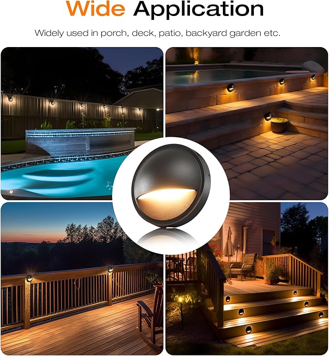 CLOUDY BAY [6 Pack] 3CCT Low Voltage LED Deck Lights Outdoor2700K/3500K/5000K SelectableLandscape Step Stair Railing Fence Light Wired3W12V-24V AC/DC Deck Lighting Fixtures