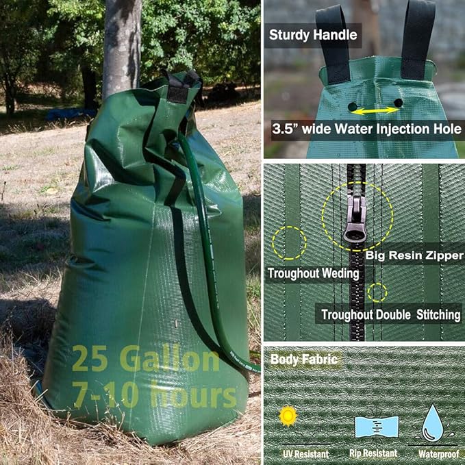 25 Gallon X-Large Tree Watering Bag Slow Release Tree Drip Irrigation Bag Automatic Water Saving Irrigation Water System for Young&ampNewly Planted Trees&ampEvergreens&ampShrubs