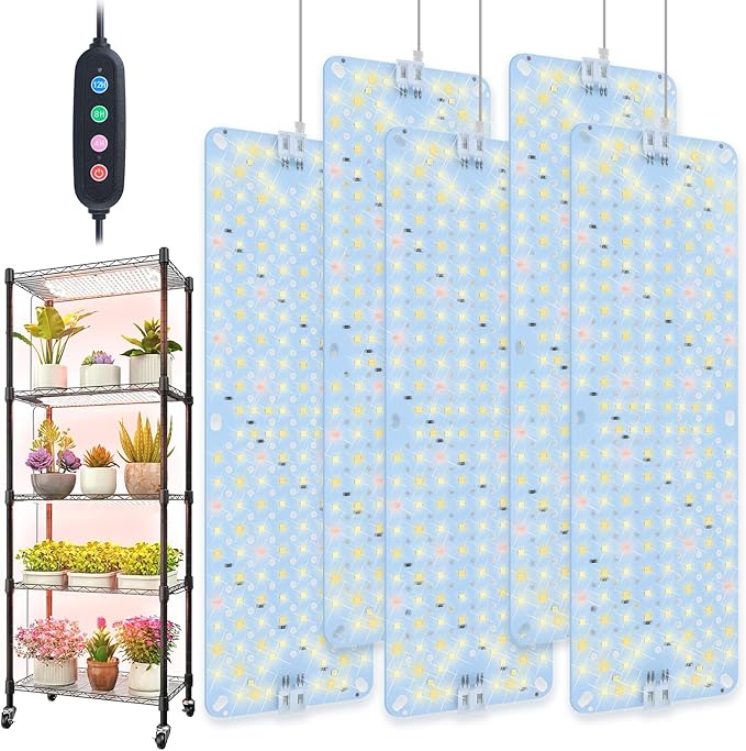 5Pack 2026 Ultra-Thin Panel Grow Lights for Seed Starting Vegetables Greenhouse &amp Under Cabinet &amp Shelf Plants with Timer 4/8/12/16/20H Free Connect Full Spectrum Indoor LED Plant Growing L