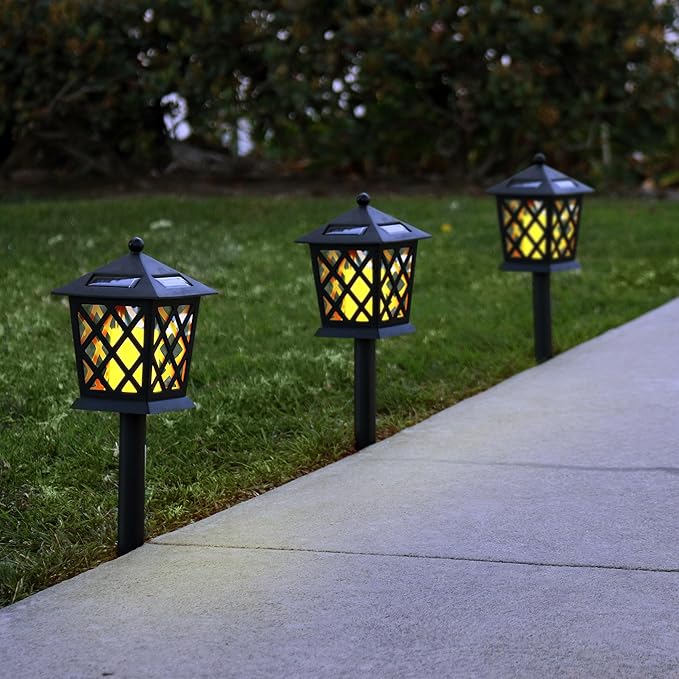 Alpine Corporation 16 Tall Outdoor Solar Powered Pathway LED Light Stakes (Set of 4)
