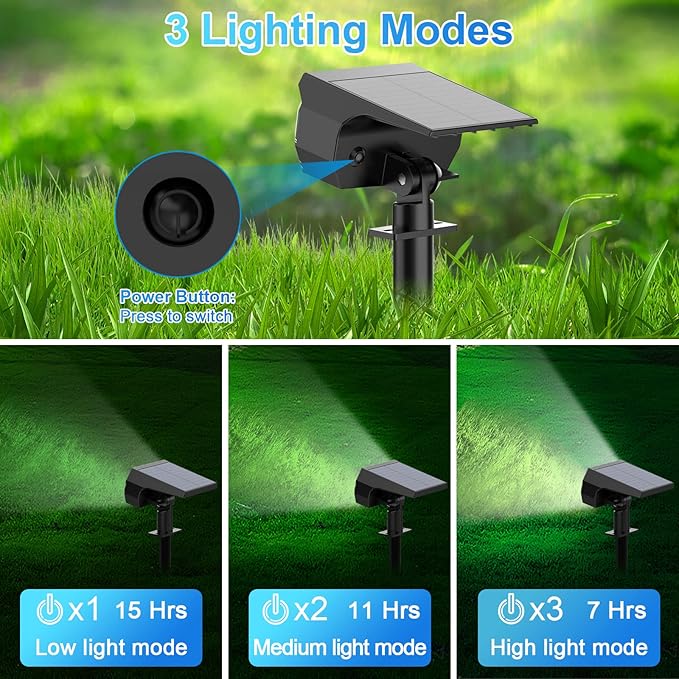 Solar Spot Lights Outdoor [57 LED/2 Pack] Solar Lights Outdoor IP65 Waterproof 3 Modes Solar Powered Landscape Spotlights for Garden Yard Outside Patio Pathway Pool(Cold White)