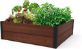 Keter 48 X 48 inches Wood Look Raised Garden Bed Durable Outdoor Herb Garden Planter for Vegetables Flowers and Succulents Brown