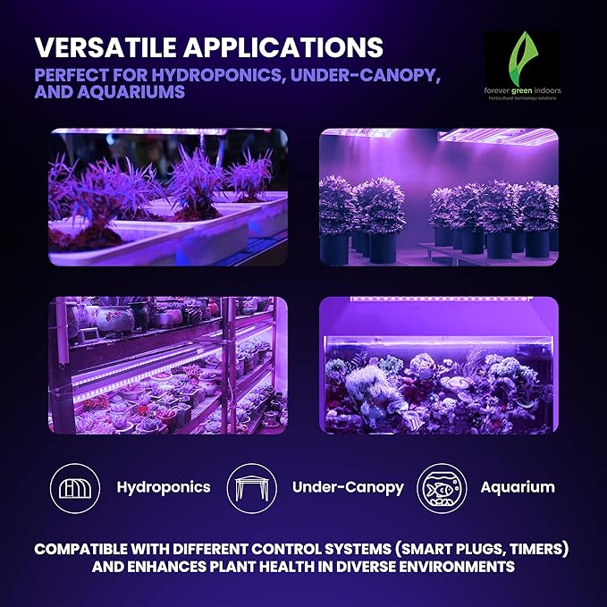 FGI UVA LED Grow Light 380nm for Plants Corals Mushrooms Premium Build Quality IP68 Waterproof 44 Long 30W Supplemental Blue Spectrum