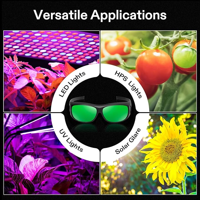 VIVOSUN Indoor Hydroponics LED Grow Room Glasses and 19-Bulb High Intensity LED Green Light Grow Room Headlight