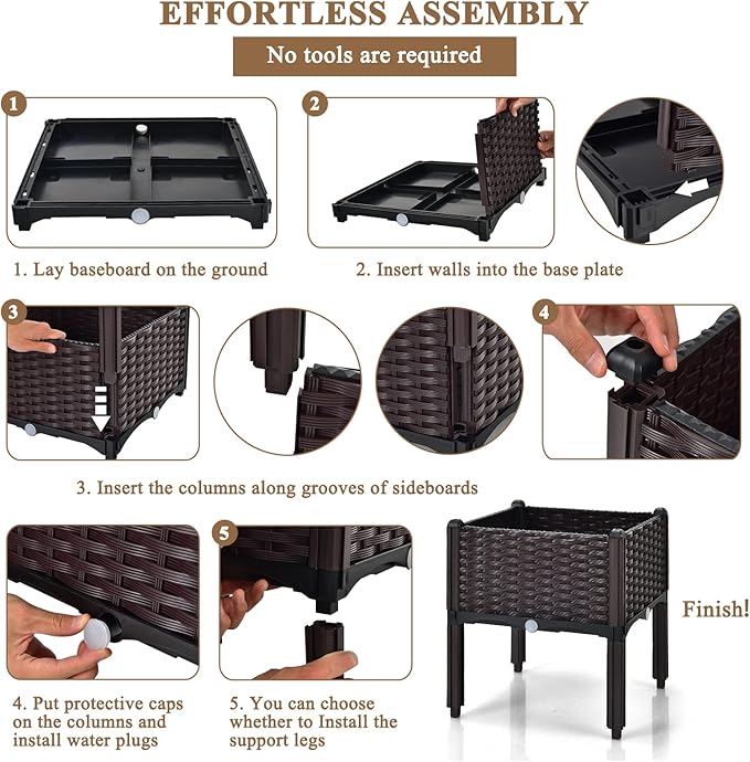 S AFSTAR Raised Garden Bed with Removable Legs &amp Brackets 4 Pack Elevated Garden Planter Kits for Flowers Fruits Vegetables Multiple Combination Planting Box Container for Garden Patio Balcony