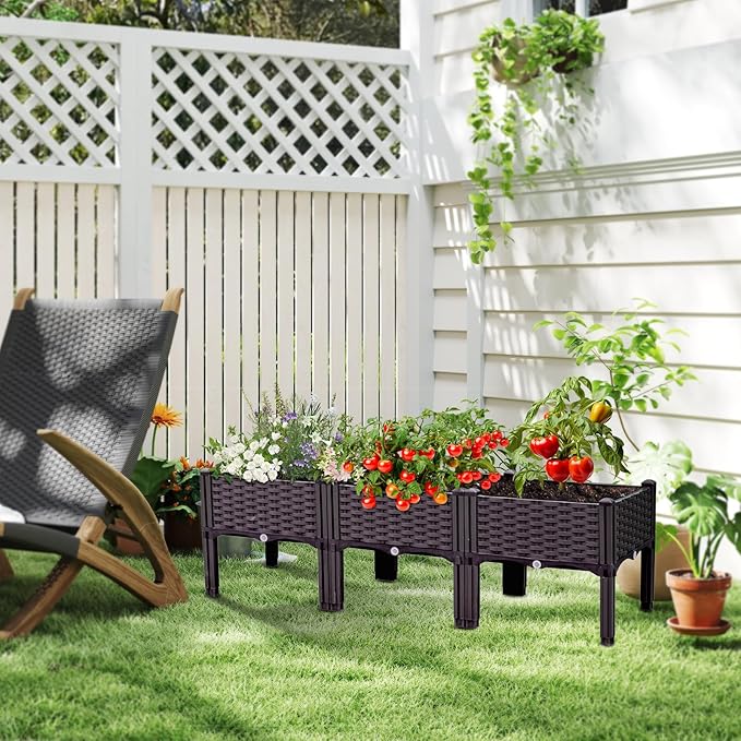 Raised Garden Bed with Legs Large Planter Box Raised Garden Beds Outdoor Rectangular Elevated Planter Box for Gardening Vegetables Flowers Fruits and Plants 47.2(L) x 15.7(W) x 14.5(H)