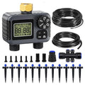 HIRALIY 50FT Drip Irrigation Kit with Garden Water Timer-2 Zone Automatic Garden Watering System for Raised Bed Quick Connect Design Irrigation System for Plant Patio