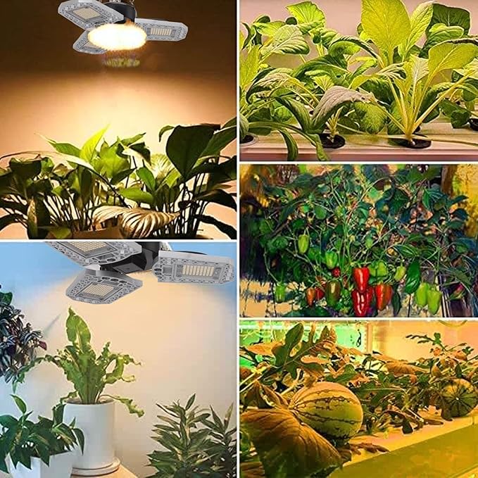 LED Grow Lights 297 LEDs Full Spectrum Plant Light with Folding Three Leaves Growing Lamp for Greenhouse Succulent Vegetables