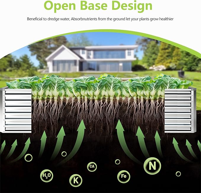 2PCS 4x2x2FT Galvanized Raised Garden BedGalvanized Planter Boxes Outdoor Large Metal Raised Garden Beds for Vegetables-Silver