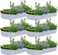 6 Pack 8x4x1FT Galvanized Raised Garden Bed Kit Oval Metal Ground Planter Box Outdoor Bottomless Planter Raised Beds for Vegetables Flowers Herbs Fruits Gray
