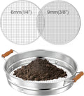 Soil Sifter with Handle for Gardening–14 Large Stainless Steel Soil Sieve-2 Replaceable Mesh Screens 6mm/9mm-Garden Sifter for Dirt Rocks Compost Gravel Pellet Sand