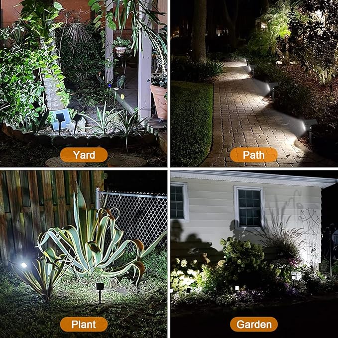 LANSOW Solar Spot Lights Outdoor [8 Pack/76 LED] 2-in-1 Solar Landscape Spotlights 3 Modes IP65 Waterproof Dusk to Dawn Solar Powered Flood Wall Lights for Outside Yard Garden Pathway(Cool White)