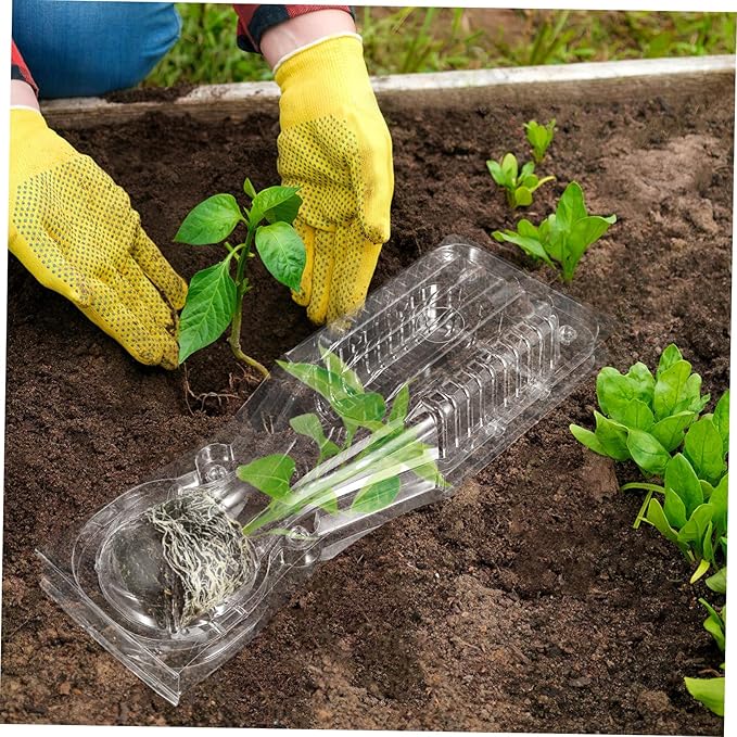10Pcs Breathable Seedling Transport Box Ventilated Plant Carrier for Chili Tree Saplings Flowers Efficient Shipping with Clamshell Design