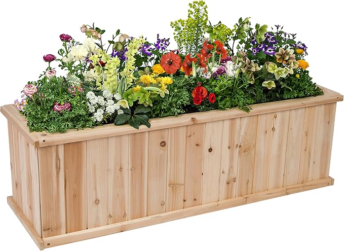 Shine Company Premium Cedar Raised Garden Bed Planter Box for Vegetables Flowers or Herbs 48 L x 13.25 D x 12.5 H