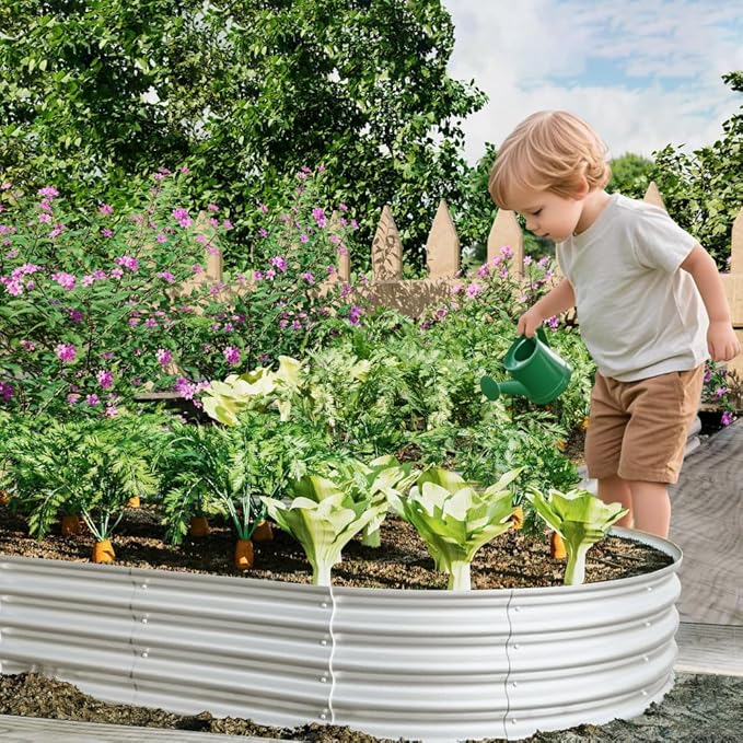 Heavy Duty Galvanized Steel Raised Garden Bed for Outdoor Vegetables Flowers and Herbs – Rust Resistant Durable &amp Easy to Assemble (2Pcs 8x4x1ft)