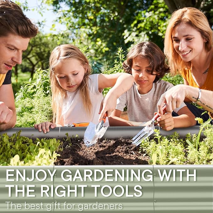 Raised Garden Beds Outdoor 8×4×1 Ft DIY Galvanized for Vegetables 12-in-1 Modular Metal Bed Kit Gardening Planters