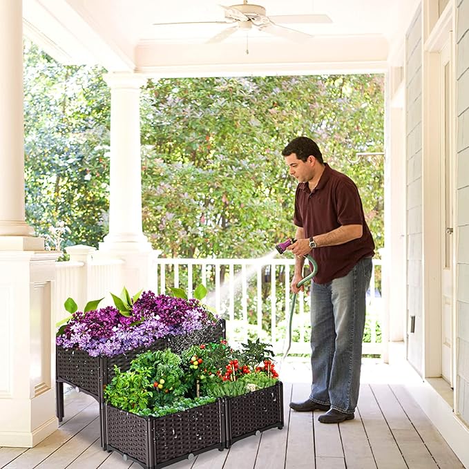 Raised Garden Bed with Legs Elevated Plastic Planter Box for Outdoor Plants Flowers Vegetables and Herbs