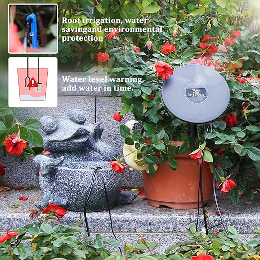 Solar Irrigation System Automatic Drip Irrigation Kit for Outdoor/Indoor Garden Watering System with Water Level DetectionDrip Irrigation System for 15 Potted Plant with 15m Water Hose