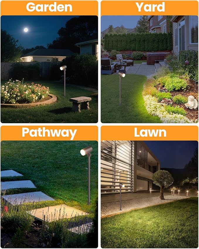 Cheopha 12V Landscape Path Lights Adjustable Low Voltage Landscape Spotlights with MR16 LED Bulb IP65 Waterproof Aluminum Pathway Lights for Lawn Walkway Garden Yard (Warm White 2-Pack)