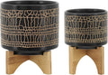 S2 58 Glazed Planter W Stand Black