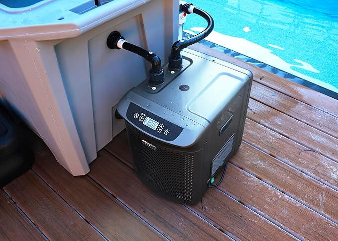 Active Aqua Hydroponic Water Chiller w/ Boost Function 0.25 HP - Adjustable Cooling System for 40-92 Gallon Reservoirs Pure Titanium Evaporator Cooler for Aquaponics Cold Plunge Baths &amp Aquariu