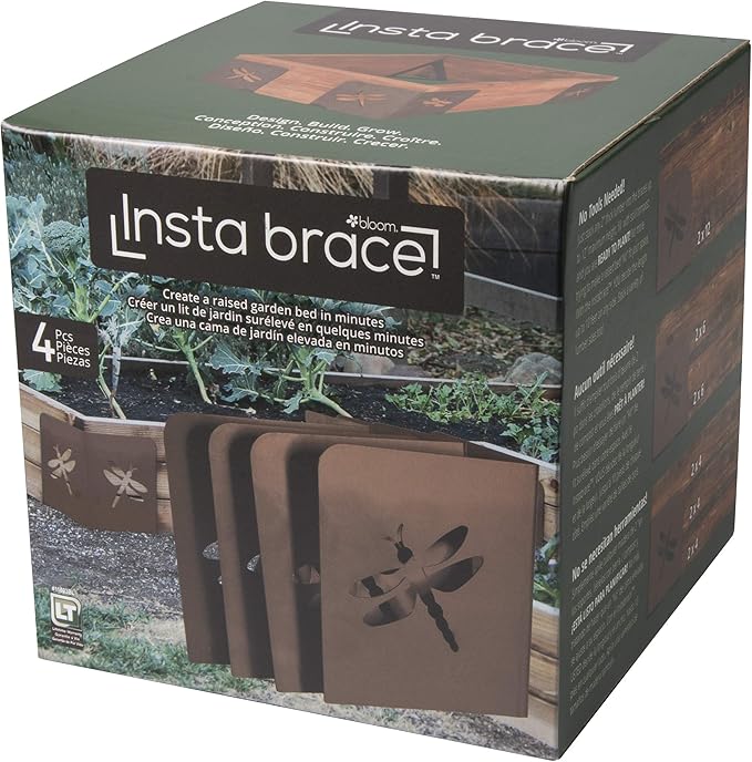 Garden Bloom 11023BL Bloom Dragonfly Instabrace Garden Flower Raised Bed Corners 9.5 Brown