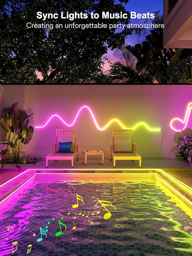 ANGELHALO Outdoor Neon Rope Lights 32.8ft Smart Landscape Spotlights 6 Pack