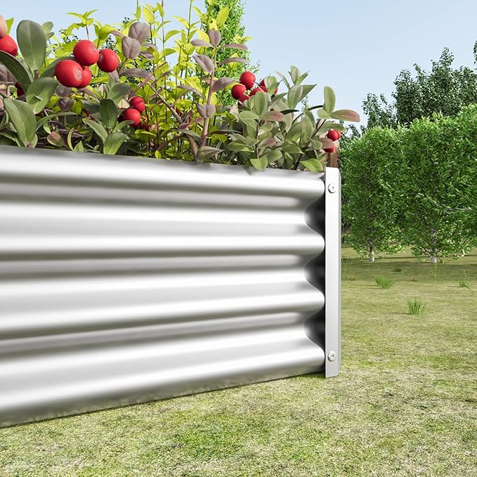 Dawn Metal Raised Garden Bed Rectangle Raised Planter 4×2×1ft for Flowers Plants Vegetables Herb Silver