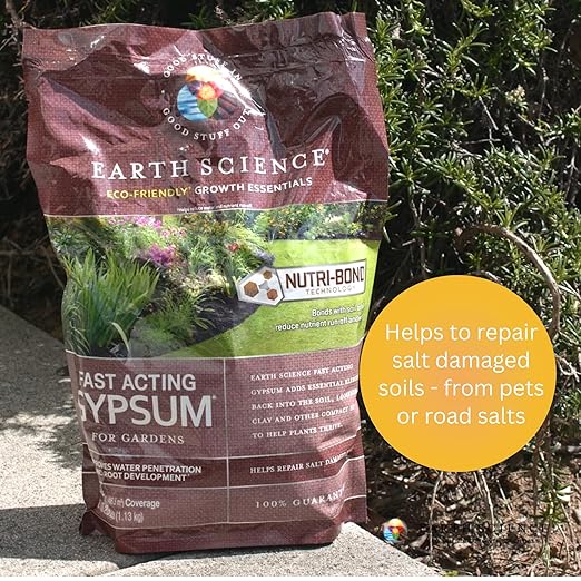 Earth Science Fast Acting Gypsum Granules—5 lb— Soil Conditioner Adds Calcium Repairs Salt Damage &amp Root Growth with Nutri-Bond Runoff Reduction Technology