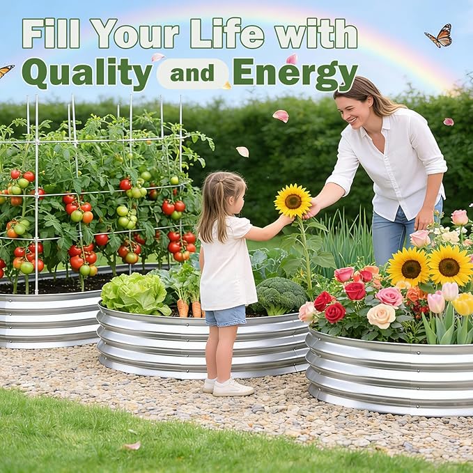 Galvanized Raised Garden Bed Outdoor 8x2x1ft Metal Heavy Duty Planter Boxes for Gardening Easy Assemble Small Oval Plant Container Kit for Vegetables Flowers Fruits Silver 1 Pack