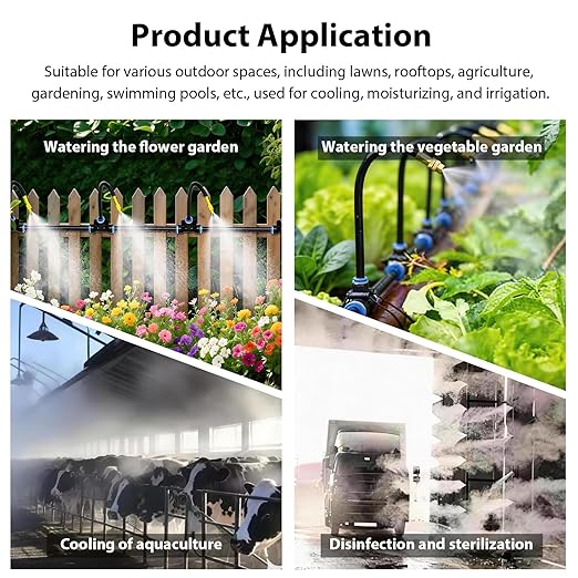 50FT 5/16 inch 360° Adjustable Drip Irrigation Kits Automatic Garden Watering Misting Atomizing System with 16pcs Bendable Nozzles for Yard Lawn Plant Greenhouse Garden(5/16 inch Hose)