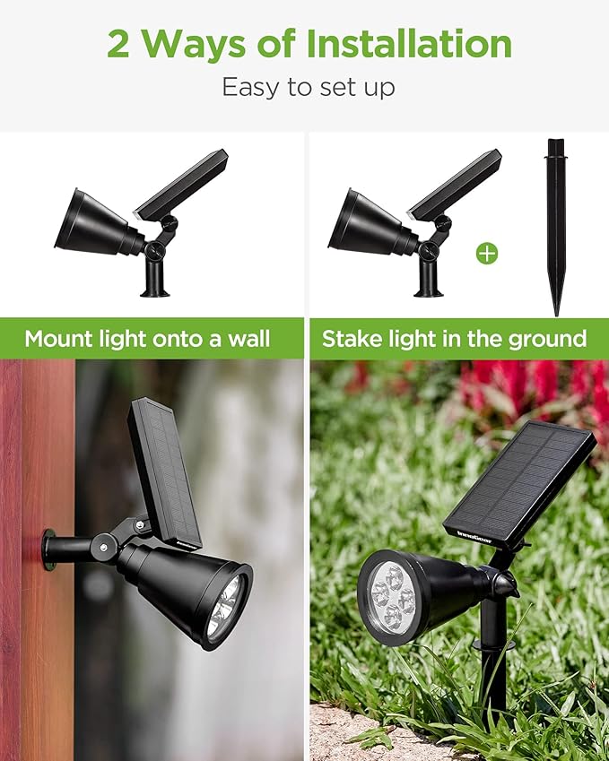 InnoGear 10 Pack of Solar Lights for Outside Waterproof Spot Lights Outdoor Solar Spotlights Solar Garden Light Auto On/Off for Yard 6 Pcs Warm White Light &amp 4 Pcs White Light