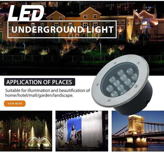 Landscape Lights - Outdoor Buried Lights Outdoor Recessed LED Spotlight Ground Recessed Spot IP67 Waterproof Inground Lights Recessed Lighting for Garden LawnYellow Light 15W