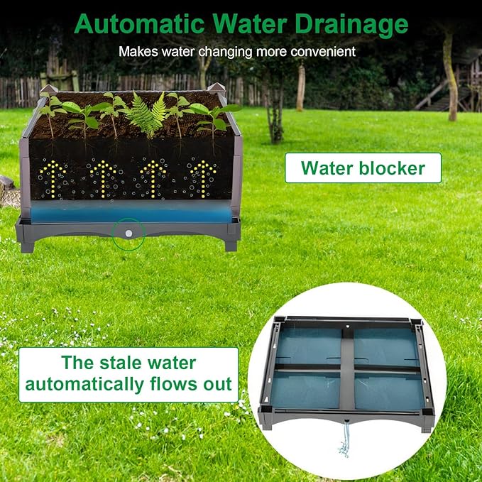Raised Garden Bed Planter for Outdoor Plants Plastic Planters Box Elevated Garden Boxes Plant Pots of Garden Patio Balcony Deck to Planting Flowers Vegetables Tomato and Herbs