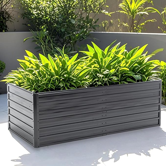 Metal Raised Garden Bed Outdoor Galvanized Raised Large Planter Raised Beds Kit Planting Fruit Flower (6x3x2FT)
