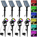 T-SUNUS Halloween Color Changing Solar Landscape Spotlights 4 Pack IP65 Waterproof Christmas Lights 9.8ft Cable Outdoor RGB Spot Light Separated Panel for Flag Tree Yard Garden Driveway Walkway Pond