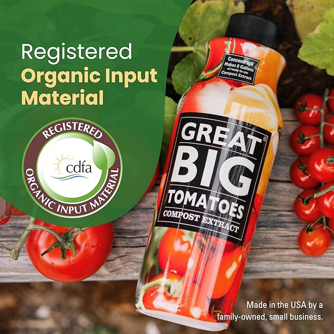 Great Big Tomatoes Soil &amp Fertilizer Booster for Big Vegetable Yields Better Fertilizer &amp Plant Food Efficiency and Garden Performance. Perfect for Beginners.1 Gallon Concentrate (Makes 32 G