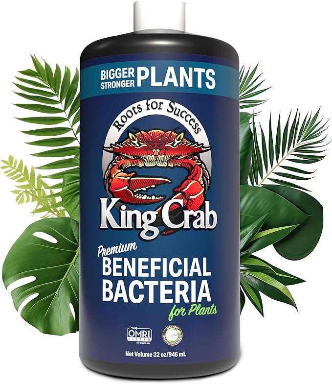 Root Stimulator for Plants King Crab Ultra Concentrated OMRI Organic Bacteria for Plants 275 Million Organisms per ml Roses Tomatoes Houseplants Trees and Succulents 32 oz Makes 1900 Gallons